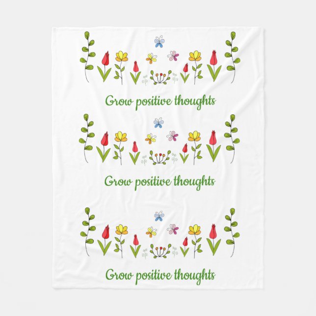 Växla positiva tankar blommor fleecefilt (Framsidan)