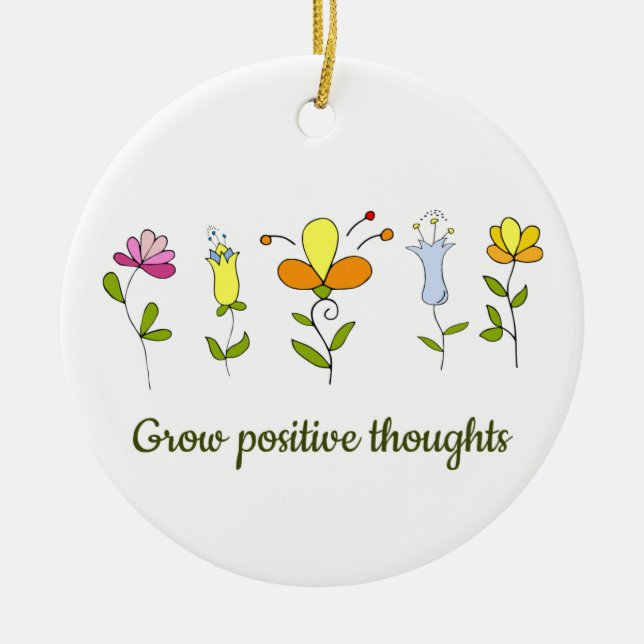 Växla positiva tankar blommor julgransprydnad keramik (Framsidan)