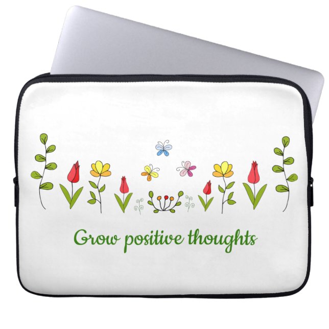 Växla positiva tankar blommor laptop fodral (Framsidan)