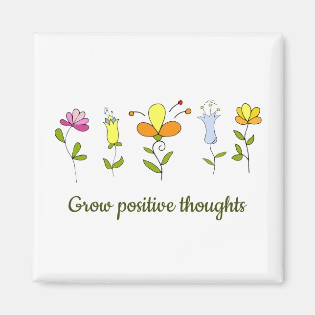 Växla positiva tankar blommor magnet (Framsidan)