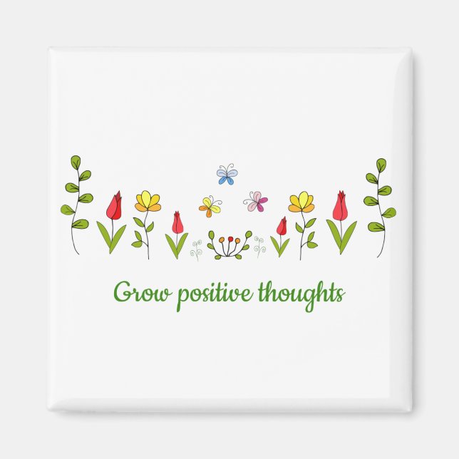 Växla positiva tankar blommor magnet (Framsidan)