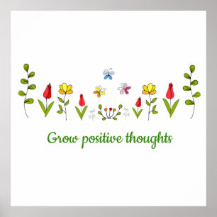 Växla positiva tankar blommor poster
