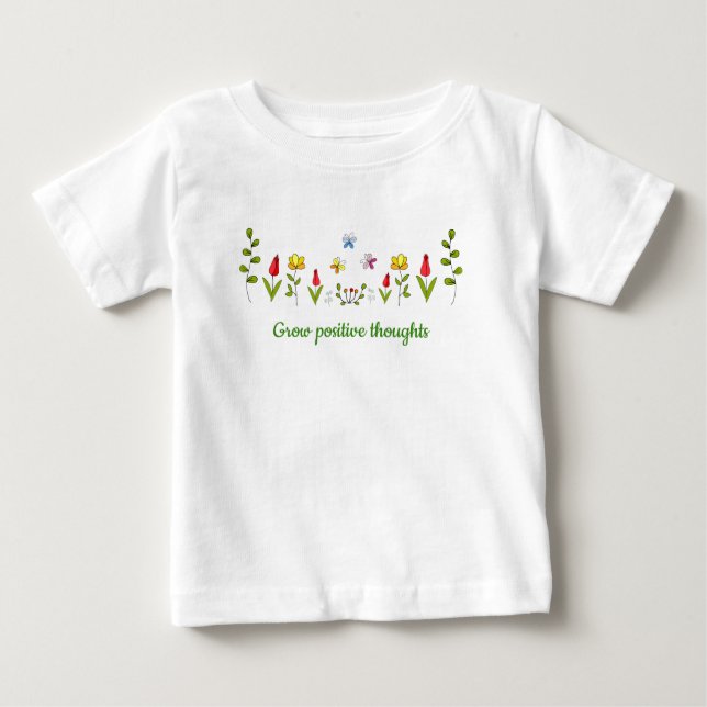 Växla positiva tankar blommor t shirt (Framsida)