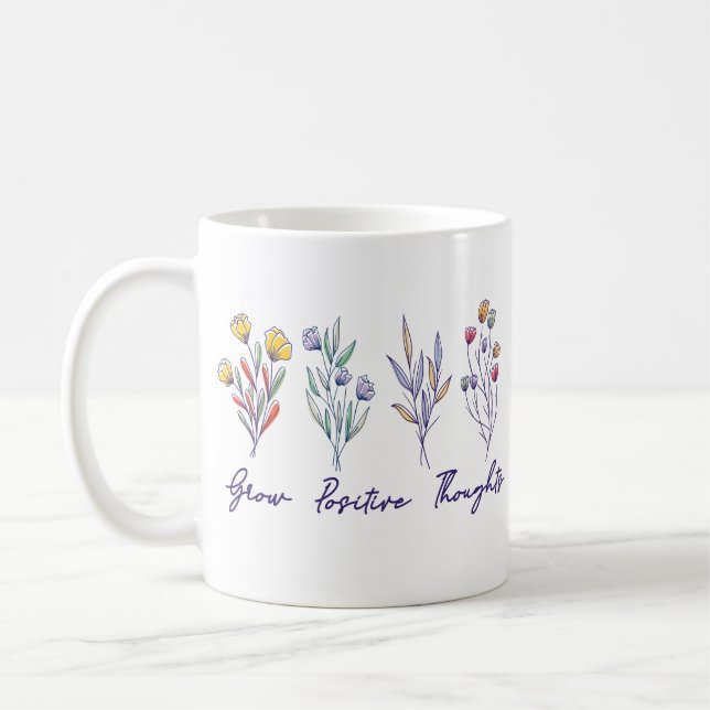 Växla positiva tankar kring Blommigten Wildblomma Kaffemugg (Vänster)