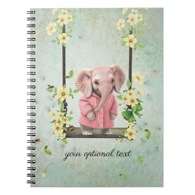 Växla Rosa Elephant Spiral fotopatbok för bärbara  Anteckningsbok (Framsidan)