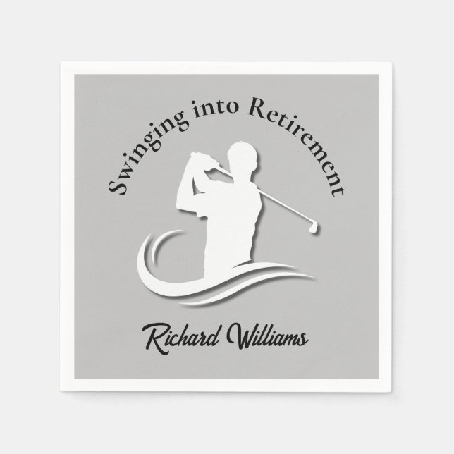 Växla till Pension Modern Golf Player Party Pappersservett (Framsidan)