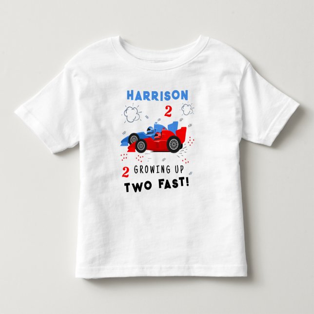 Växla upp två snabba 2:a födelsedagarbilar för bar t shirt (Framsida)