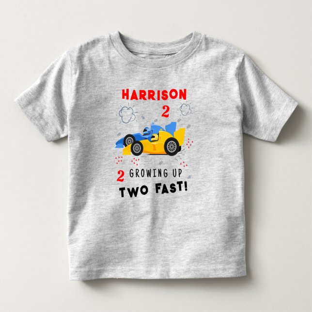Växla upp två snabba 2:a födelsedagarbilar för bar t shirt (Framsida)