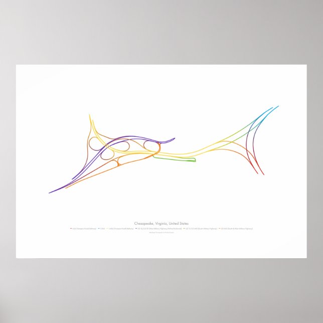 Växlingsdirigering: Chesapeake, VA, US 1 Poster (Framsidan)