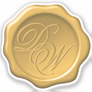 Vaxsigill Monogram Guld Gul Kalligrafi Bröllop Klistermärken