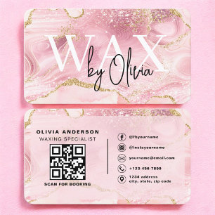 Vaxspecialist Estetiker Rosa QR-kod Visitkort