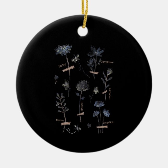 växt av vilda blommor spara bin botaniska julgransprydnad keramik (Framsidan)