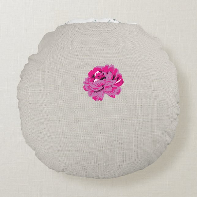 växt, blomma, petal, rosa, magenta, typsnitt, möns rund kudde (Framsidan)