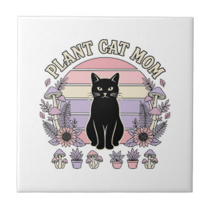 Växt Katt Mamma Katt Växter Cottagecore Vintage Ve Kakelplatta