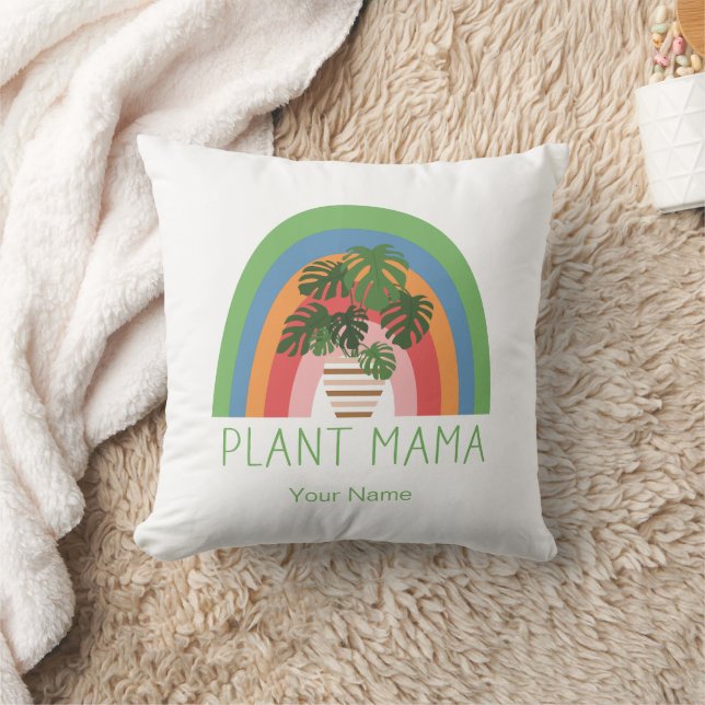 Växt Mama Boho Regnbåge Trädgård Monstera blad Kudde (Filt)