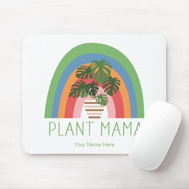 Växt Mama Boho Regnbåge Trädgård Monstera blad Musmatta (Med mus)