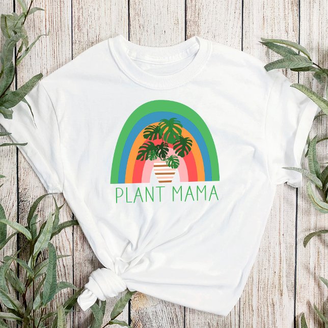 Växt Mama Boho Regnbåge Trädgård Monstera blad T Shirt (Skapare uppladdad)
