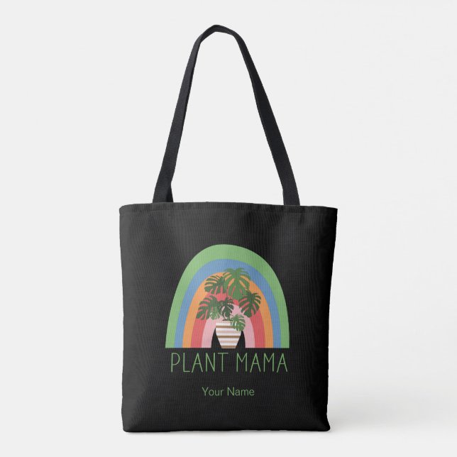 Växt Mama Boho Regnbåge Trädgård Monstera blad Tygkasse (Baksida)