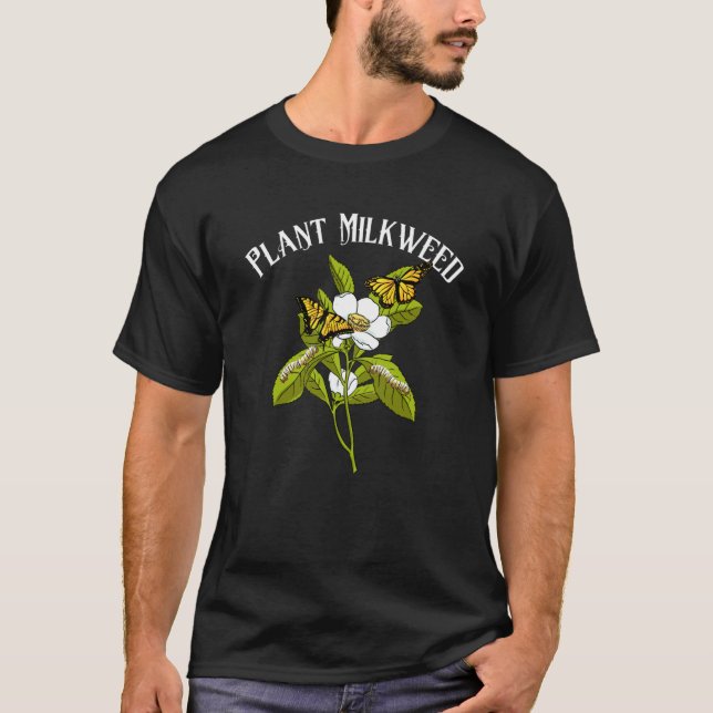 Växt Mjölkört Monark Fjäril Caterpillar T Shirt (Framsida)