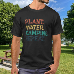 Växt Vatten Camping Upprepa Färgrik Typografi T Shirt