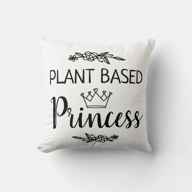 Växtbaserad Princess vegan-blommigt med krona Kudde (Framsida)