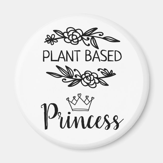Växtbaserad princess vegan-blommigt med krona magnet (Framsidan)