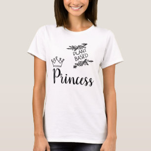 Växtbaserad princess vegan vit blommigt med krona t shirt