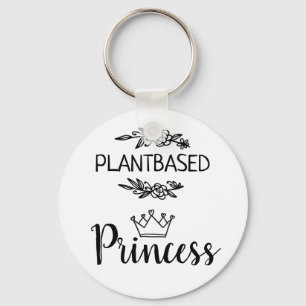Växtbaserad prinsessa vegan med krona blommigt nyckelring