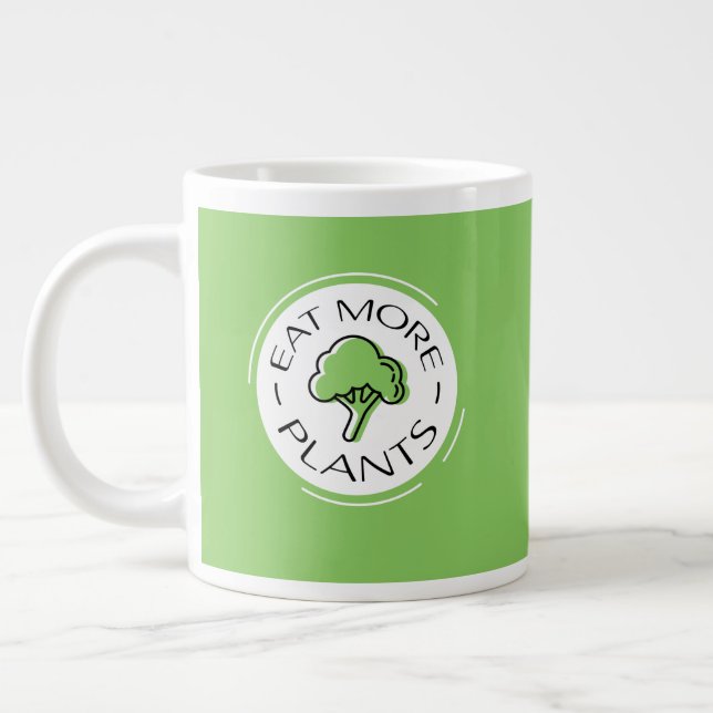 Växtbaserad Vegan Eat more Plants Clean Food Grönt Jumbo Mugg (Vänster)