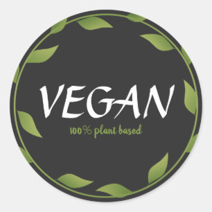 Växtbaserade 100 % Vegan Stickers Små företag Runt Klistermärke