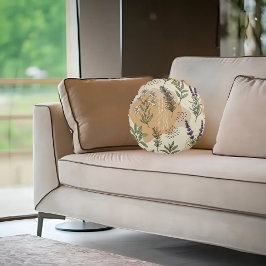 Växtbaserade Blommar Rund Kudde