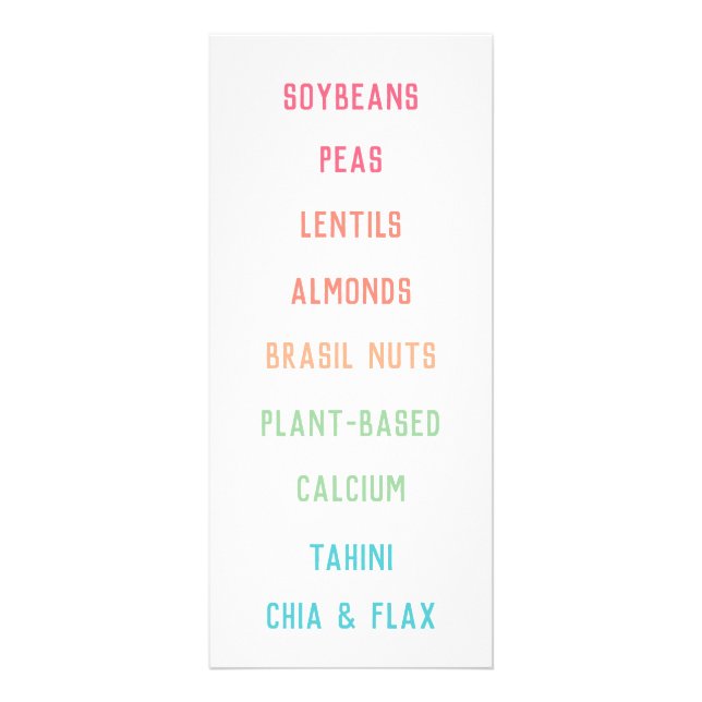 Växtbaserade kalciumkällor Vegan Nutrition Reklamkort (Framsidan)
