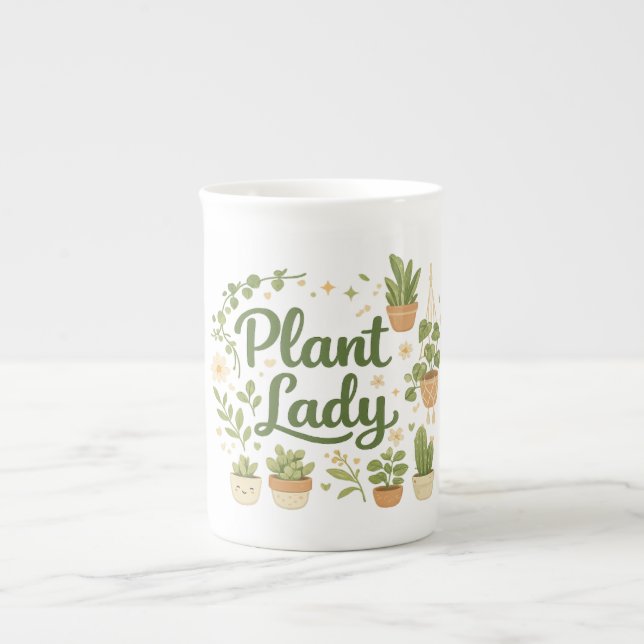 Växtdam Botanisk Kaffemugg Benporslin Mugg (Framsidan)