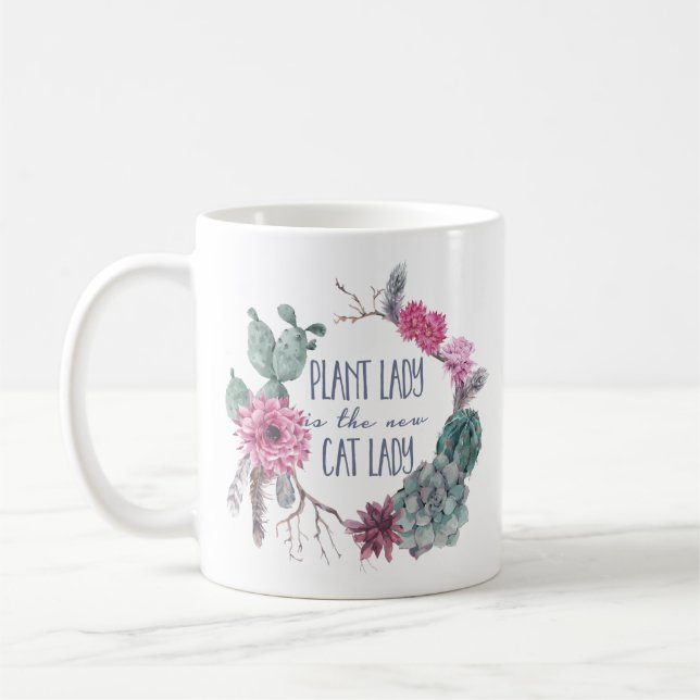 Växtdamen är den nya kattdamen kaffemugg (Vänster)