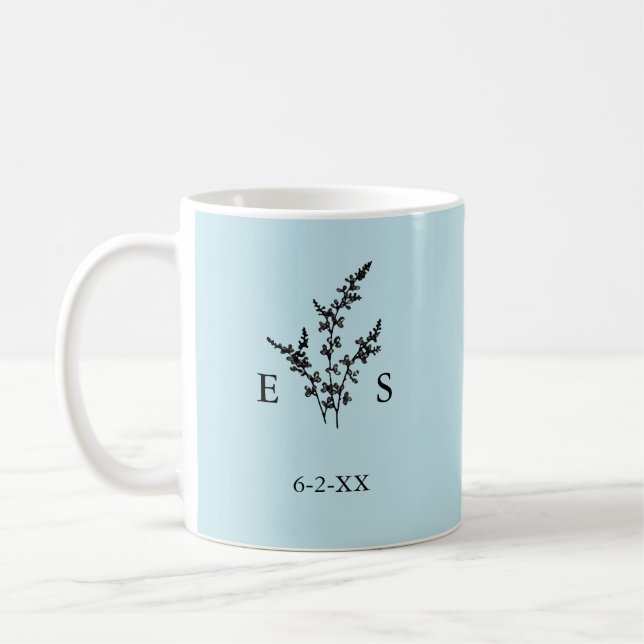 Växtdatum för bröllop Monogram Kaffemugg (Vänster)