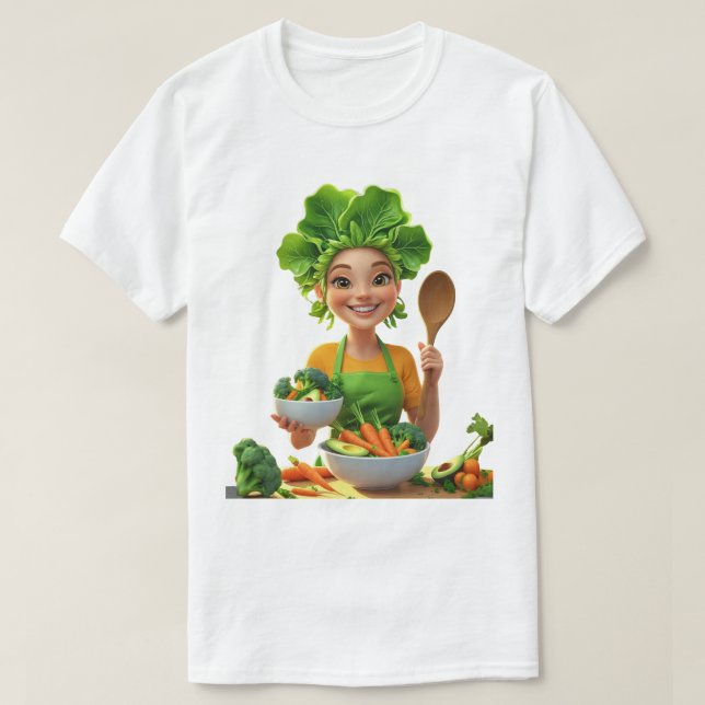 Växtdriven kock – Matlagning med vänlighet T Shirt (Design framsida)