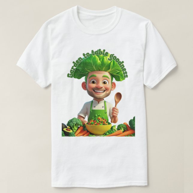 Växtdriven kock – Matlagning med vänlighet T Shirt (Design framsida)