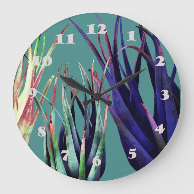 Växter Aloe Vera Wall Clock Stor Klocka (Framsida)