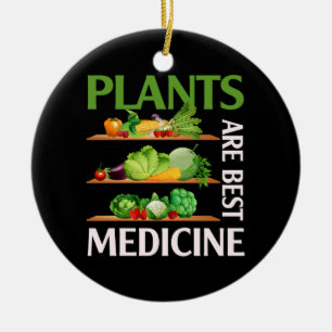 Växter är den bästa medicinen Vegan hel livsmedels Julgransprydnad Keramik