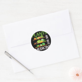 Växter är den bästa medicinen Vegan hel livsmedels Runt Klistermärke