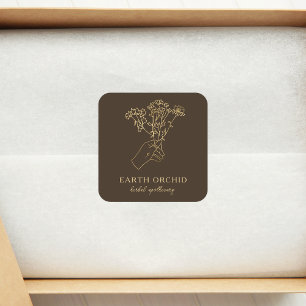 Växter + Blommigt Apothecary Guld Square Sticker Fyrkantigt Klistermärke