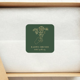 Växter + Blommigt Apothecary Guld Square Sticker Fyrkantigt Klistermärke