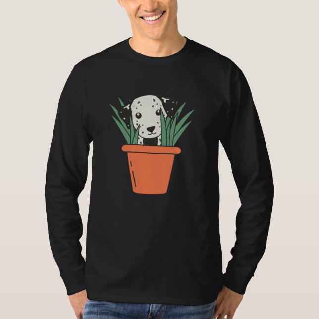 Växter Dalmatien Hundar Flower Pot Hundar T Shirt (Framsida)