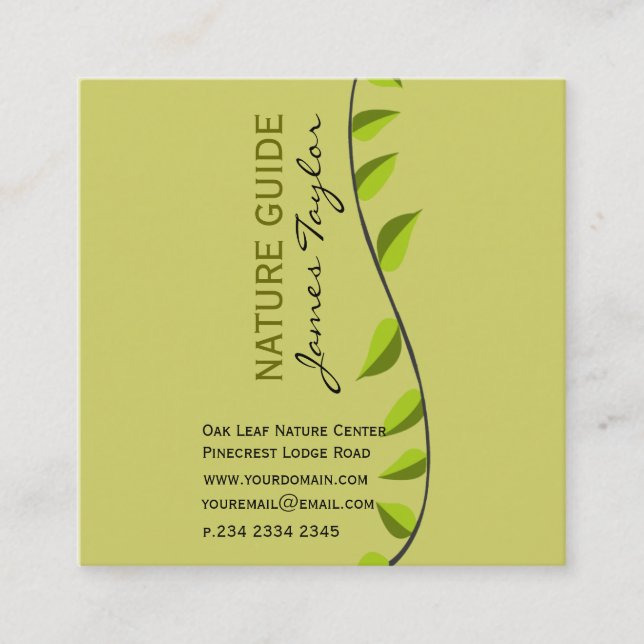 Växter för löv för grönt för Verde grönskafor Fyrkantigt Visitkort (Framsida)