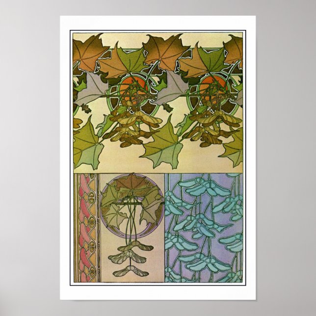 Växter från Art nouveau Stil, Mucha Poster (Framsidan)