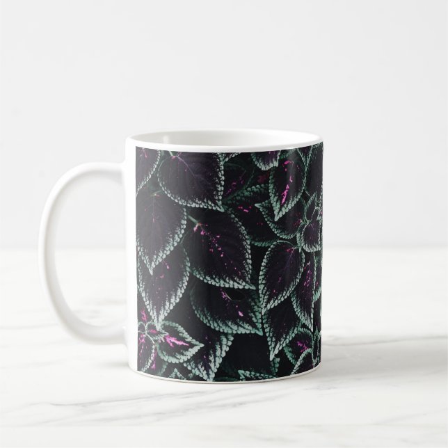 Växter i grönt och sjön löv kaffemugg (Vänster)