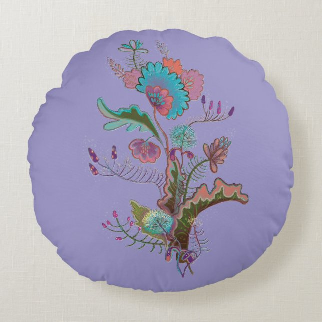 växter illustration Round Pillow Rund Kudde (Framsidan)