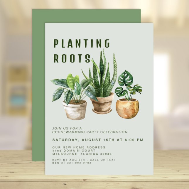 Växter Inbjudan till uppvärmningspartiet (Houseplants Housewarming Party Invite)