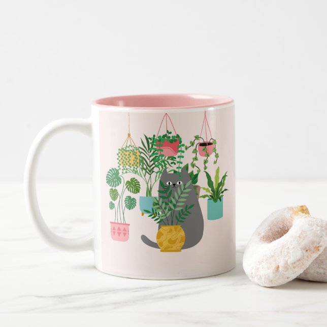 Växter Katt Två-Tonad Mugg (Med munk)
