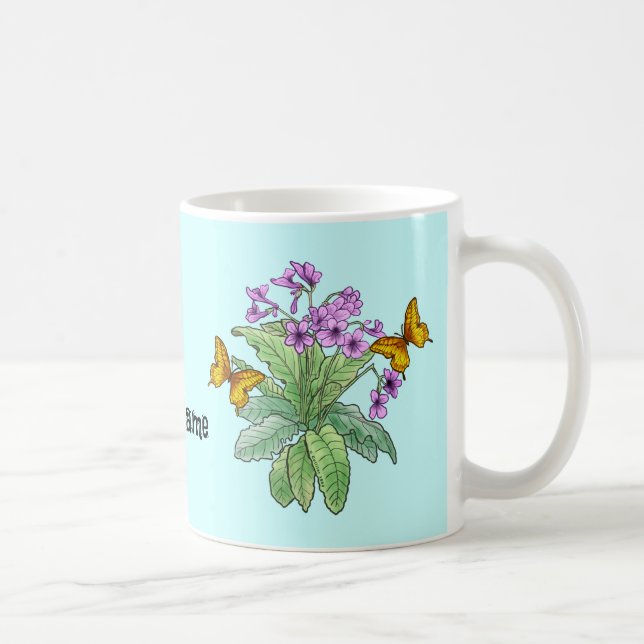 Växter med vivor blommor kaffemugg (Höger)